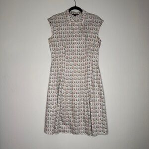 Brooks Brothers Multicolor Botanical Cotton Fit And Flare Midi Dress Size 8